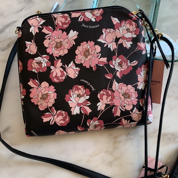 Juicy Couture matching rose black floral crossbody and matching wallet. - Picture 5 of 11